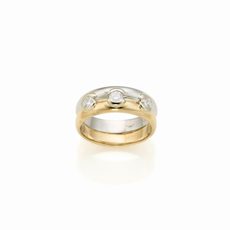 Anello in Oro, Platino e Diamanti