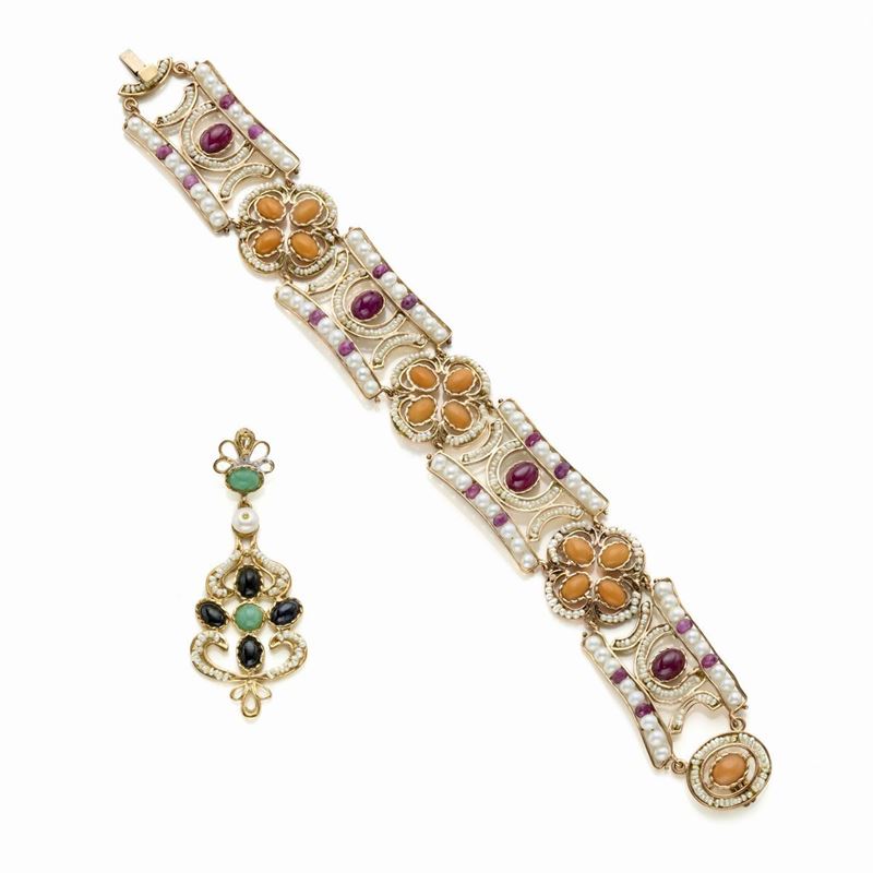 Bracciale e Pendente in Oro 9 Kt