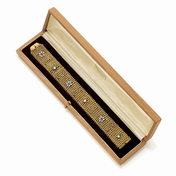 Bracciale in oro con diamanti rubini, zaffiri  - Asta GIOIELLI OROLOGI E LUXURY GOODS - Faraone Casa d'Aste