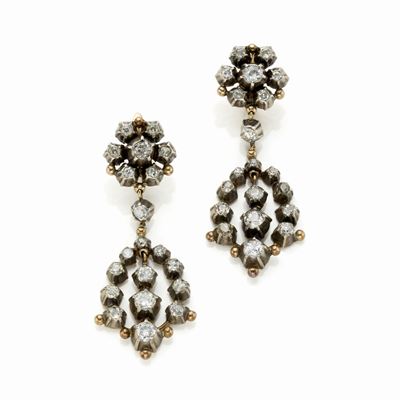Orecchini Oro e Argento con Diamanti