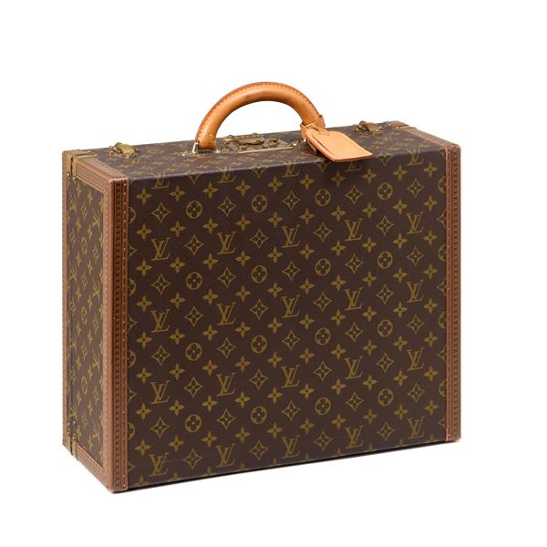 Louis Vuitton - Louis Vuitton rigid monogram suitcase with leather finishes