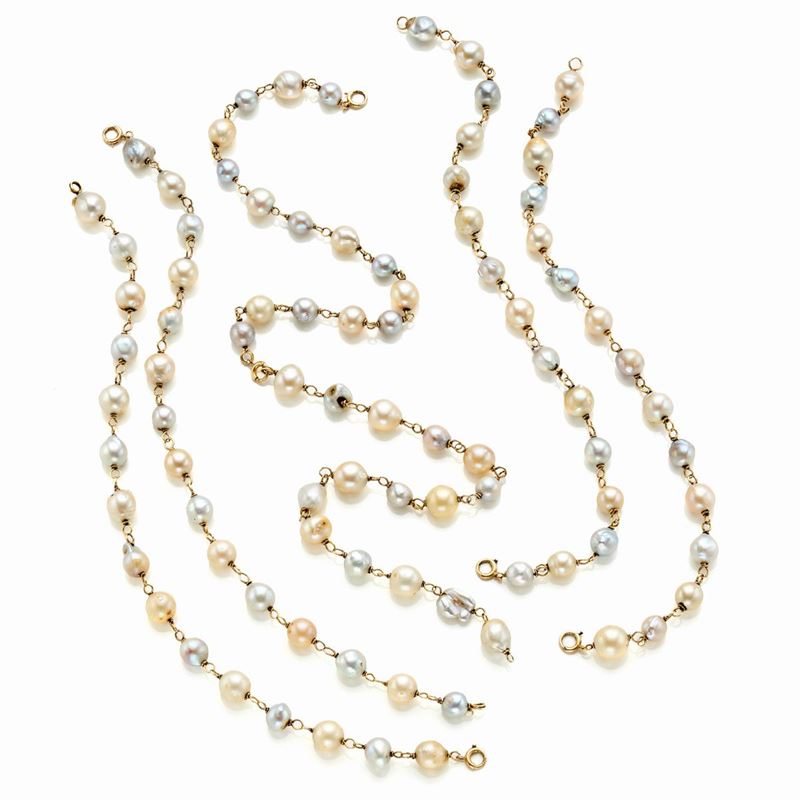 Sei Bracciali in Oro e Perle
