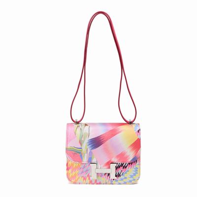 Hermès Constance Rose Swift Leather & Marble Silk Limited Edition 18 CM