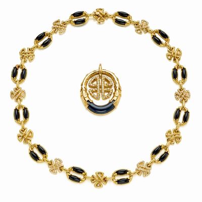 Collana Faraone in Oro e Onice, Unibile a un Pendente
