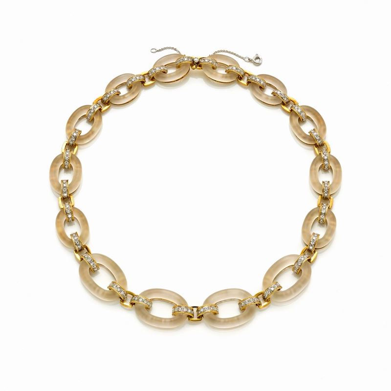 Collier in Oro, Diamanti e Quarzo