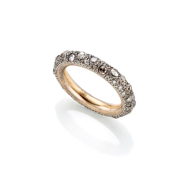Pomellato gold, silver and diamond ring
