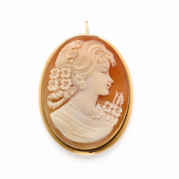 Spilla in oro giallo con cammeo  - Asta GIOIELLI OROLOGI E LUXURY GOODS - Faraone Casa d'Aste