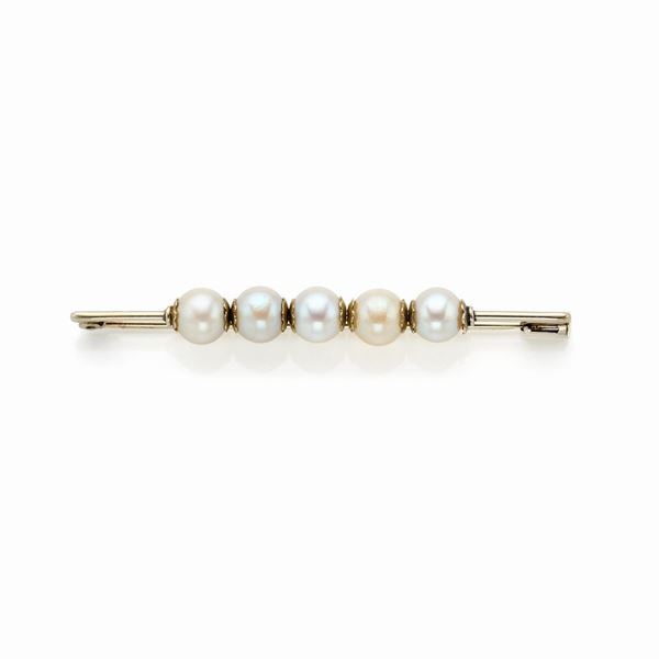 Spilla in oro bianco e perle  - Asta GIOIELLI OROLOGI E LUXURY GOODS - Faraone Casa d'Aste