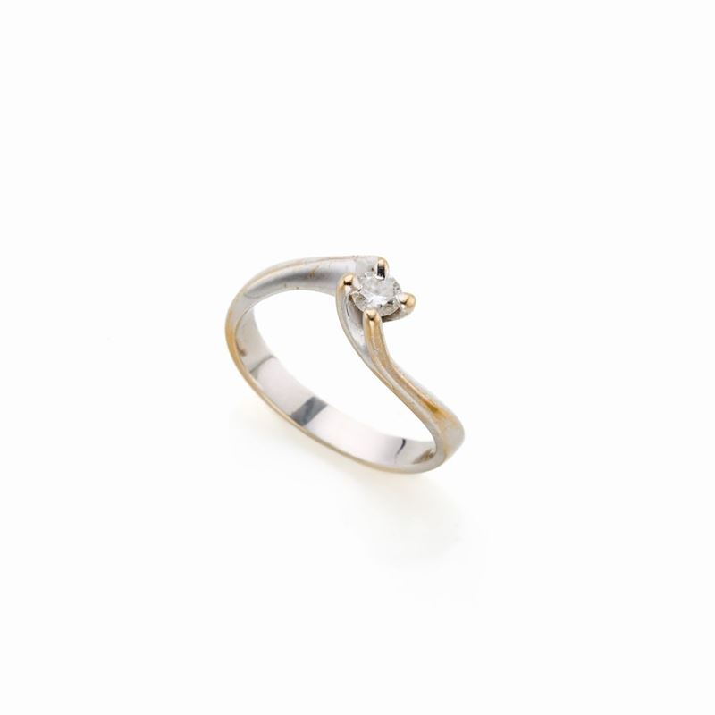 Anello in Oro Bianco con Diamante