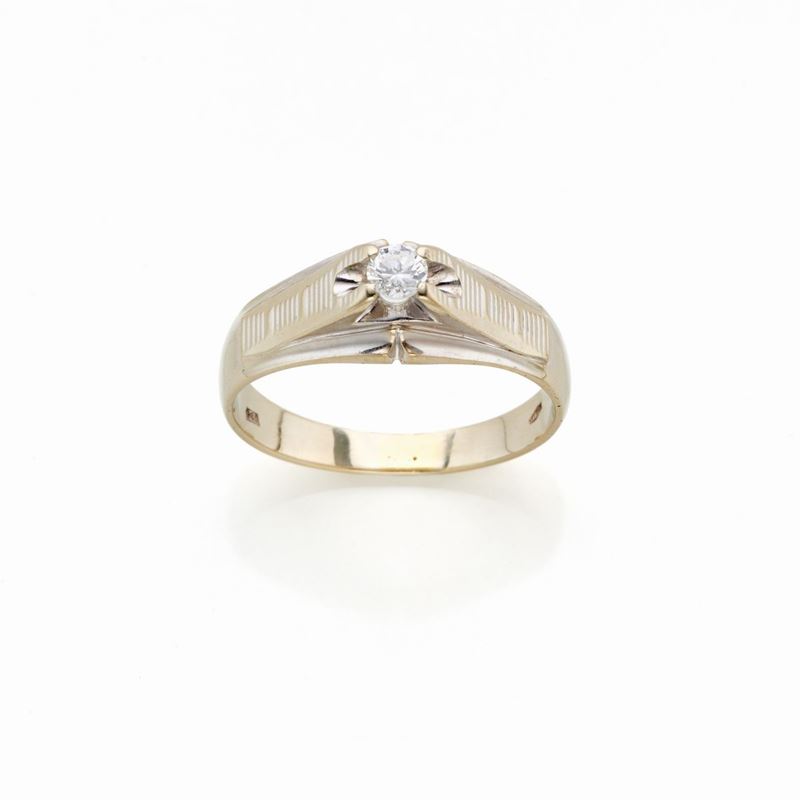 Anello in Oro Bianco con Diamante