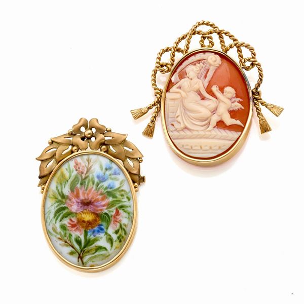 Two gold brooches  - Auction GIOIELLI, OROLOGI E ARGENTI - Faraone Casa d'Aste