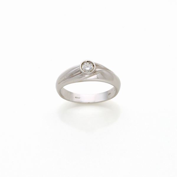 Anello in oro bianco con diamante  - Asta GIOIELLI, OROLOGI E ARGENTI - Faraone Casa d'Aste