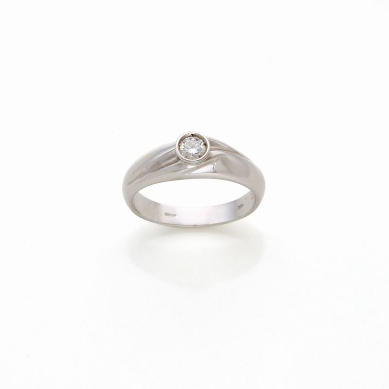 Anello in Oro Bianco con Diamante
