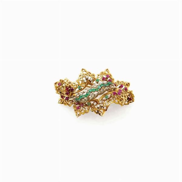 Spilla in oro   - Auction Gioielli e orologi del XX secolo - Faraone Casa d'Aste