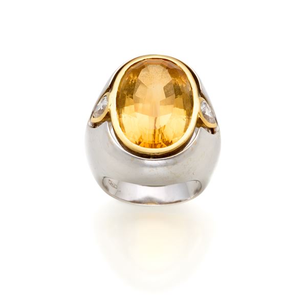 Anello Antonini in oro con quarzo e diamanti  