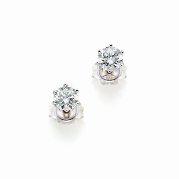 Gold earrings with diamonds  - Auction GIOIELLI, OROLOGI E ARGENTI - Faraone Casa d'Aste