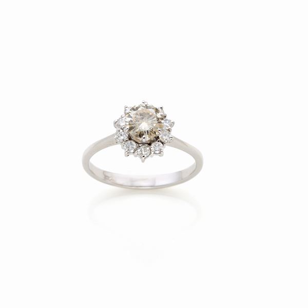 Anello in oro bianco con diamanti  - Asta GIOIELLI, OROLOGI E ARGENTI - Faraone Casa d'Aste