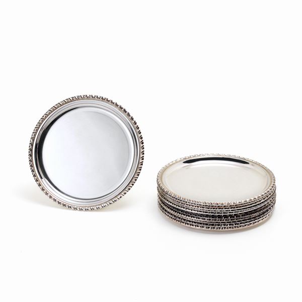 12 silver bread dishes