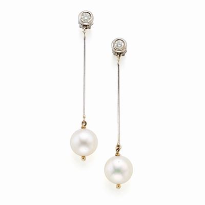 Orecchini in Oro con Perle e Diamanti
