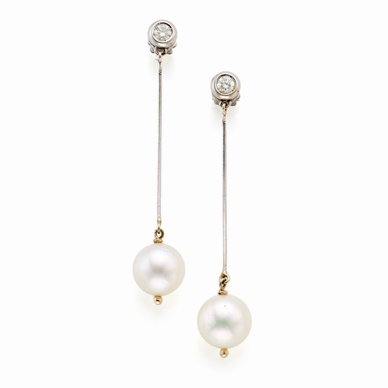 Orecchini in Oro con Perle e Diamanti
