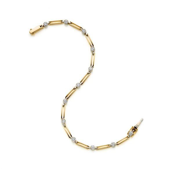 Gold bracelet with round diamonds  - Auction GIOIELLI, OROLOGI E ARGENTI - Faraone Casa d'Aste