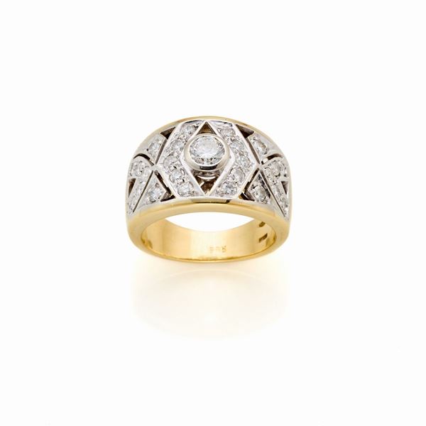 Anello in oro con diamanti   - Asta GIOIELLI, OROLOGI E ARGENTI - Faraone Casa d'Aste