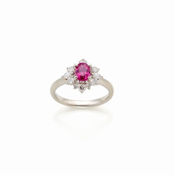 Gold ring with ruby and diamonds