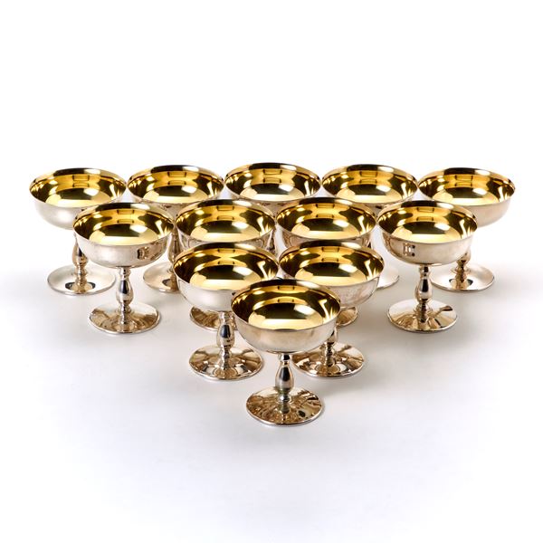 Twelve silver champagne glasses  - Auction GIOIELLI, OROLOGI E LUXURY GOODS - Faraone Casa d'Aste