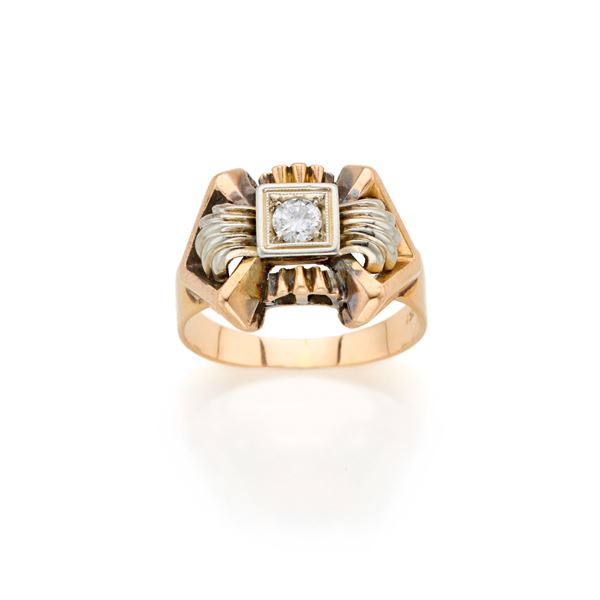 Gold ring with diamond  - Auction GIOIELLI, OROLOGI E ARGENTI - Faraone Casa d'Aste