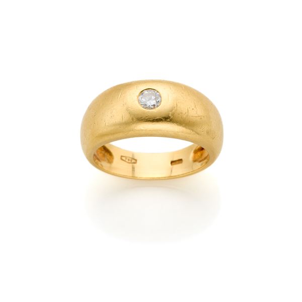Gold ring with diamond  - Auction GIOIELLI, OROLOGI E ARGENTI - Faraone Casa d'Aste