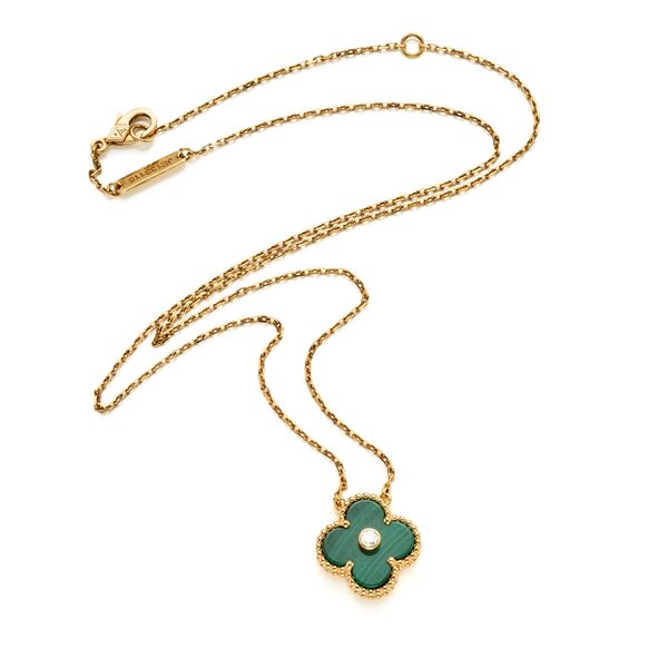 Van Cleef &amp; Arpels : Collana Van Cleef & Arpels in oro malachite   - Asta GIOIELLI, OROLOGI E LUXURY GOODS - Faraone Casa d'Aste
