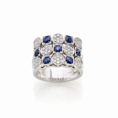 Anello Salvini in Oro con Diamanti e Zaffiri