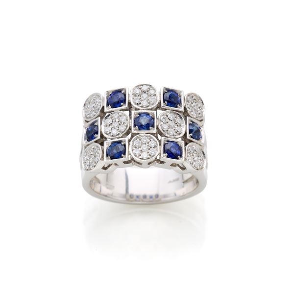 Salvini gold ring with diamonds and sapphires