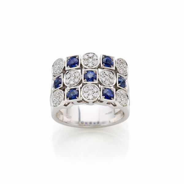 Anello Salvini in oro con diamanti e zaffiri