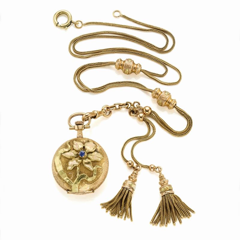Orologio da tasca con catena in oro