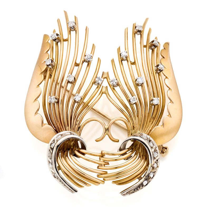 Spilla in oro e diamanti