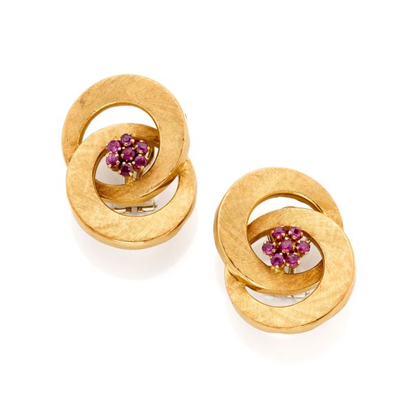 Gold and ruby earrings