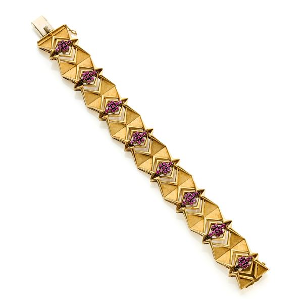 Bracciale in oro con rubini