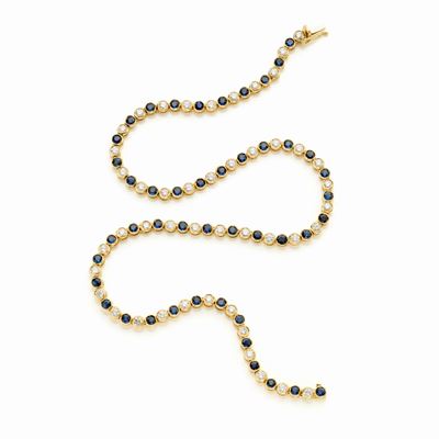 Collier in Oro con Diamanti e Zaffiri