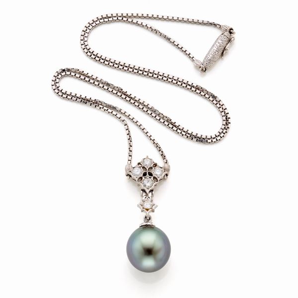 Buccellati : Collana Buccellati in oro con diamanti e perla    - Asta GIOIELLI, OROLOGI E LUXURY GOODS - Faraone Casa d'Aste