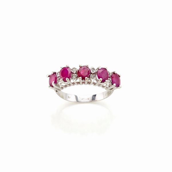 Anello in oro con rubini e diamanti  - Asta GIOIELLI, OROLOGI E LUXURY GOODS - Faraone Casa d'Aste
