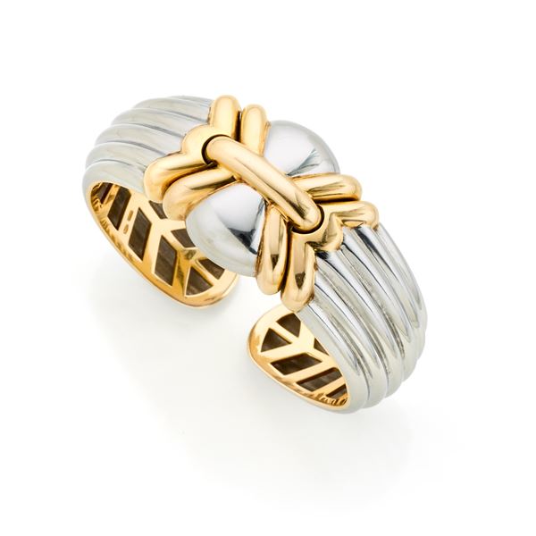 Bulgari steel and gold bracelet