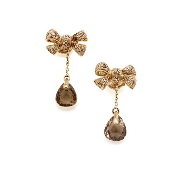 Pomellato gold, diamond and quartz earrings