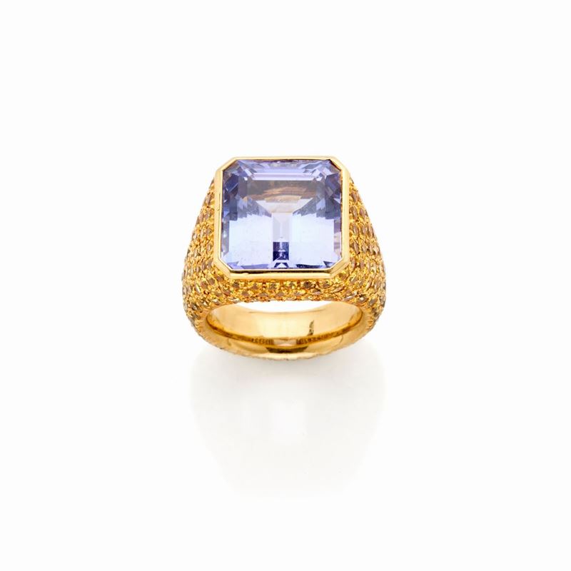 Anello Villa in Oro con Tanzanite e Zaffiri