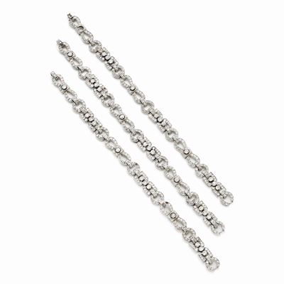 Tre Bracciali in Platino e Diamanti