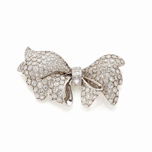 Spilla in platino e diamanti  - Asta GIOIELLI, OROLOGI E LUXURY GOODS - Faraone Casa d'Aste