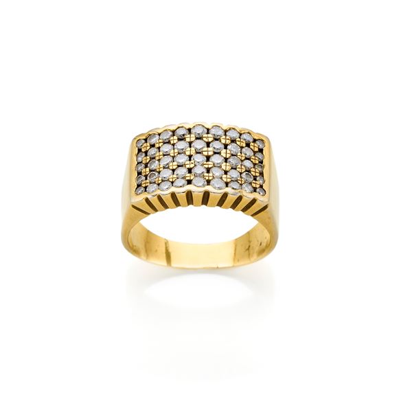 Yellow gold and diamond band ring