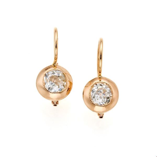 Gold and diamond earrings  - Auction GIOIELLI, OROLOGI E LUXURY GOODS - Faraone Casa d'Aste