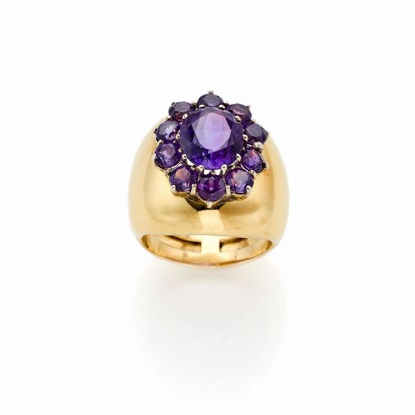 Anello in oro e ametiste