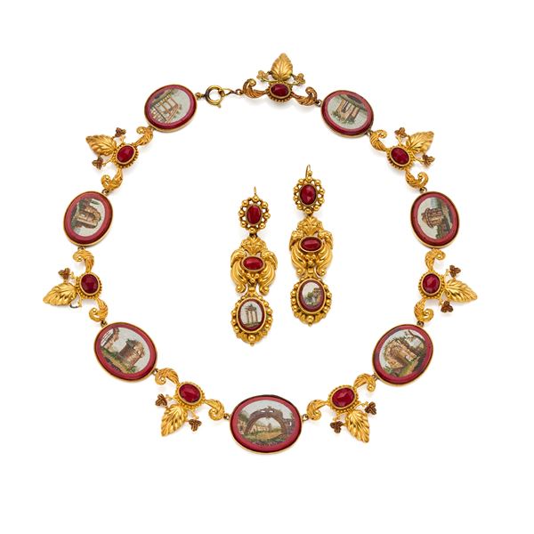Demi parure in oro con micromosaici